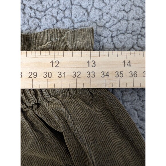 Zara Woman Size S Green Corduroy Pants Drawstring Paperbag Elastic Waist - Picture 11 of 12